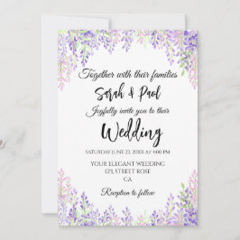 Convite Elegant purple wisteria flower Wedding