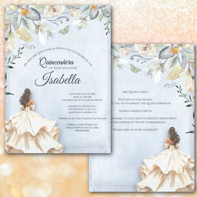 Convite Elegant Quinceanera 15th Birthday (Mis Quince Años – Elegant Fifteen Invitation. Celebrate this milestone birthday.)