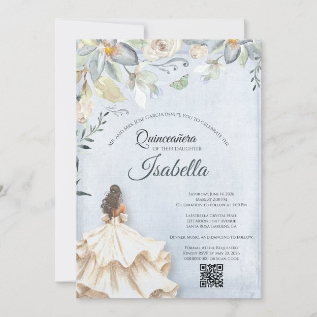 Convite Elegant Quinceanera 15th Birthday Invitation (Frente)