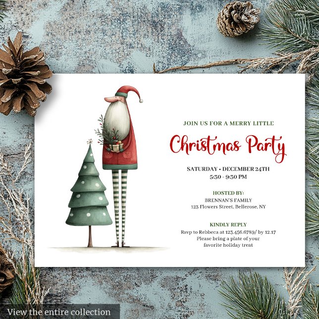 Convite Elegant Quirky Santa Christmas Holiday Invitation (Elegant Quirky Santa Christmas Holiday Invitation)