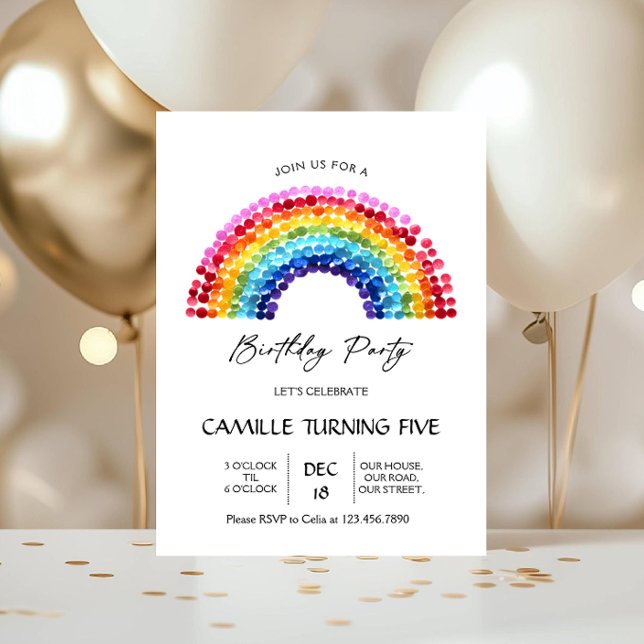Convite Elegant Rainbow Birthday party (Criador carregado)