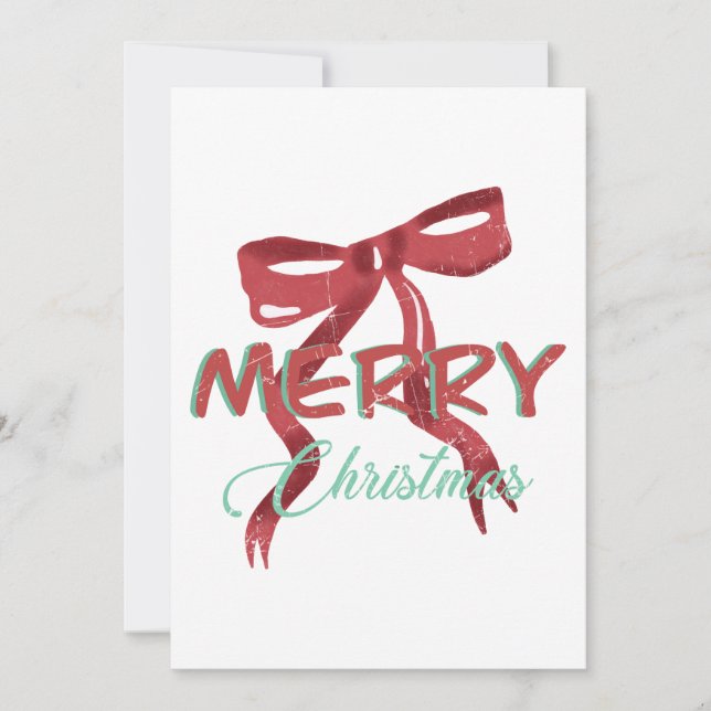 Convite Elegant Red Bow Christmas Card (Frente)