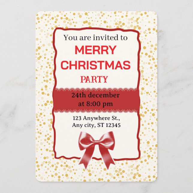 Convite Elegant Red Christmas Party Invitation (Frente)