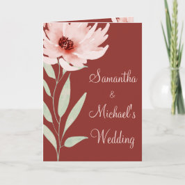 Convite Elegant Red Pink Watercolor Floral Wedding Folded