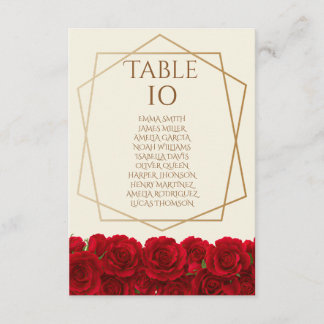 Convite Elegant Red Roses and Gold Frame Cream Wedding