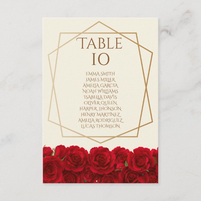 Convite Elegant Red Roses and Gold Frame Cream Wedding (Frente)