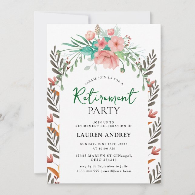 Convite Elegant Retirement Celebration Invitation (Frente)