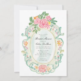 Convite Elegant Rococo Floral Bridal Shower QR code 