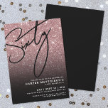 Convite Elegant Rose Gold 60th Birthday<br><div class="desc">Celebrate in style with this elegant yet modern 60th Birthday Party Invitation, perfect for marking a milestone in chic fashion. The design features a faux rose gold glitter background with a smooth black gradient at the bottom that fades into the glitter for a dramatic, stylish finish. A large “Sixty” appears...</div>