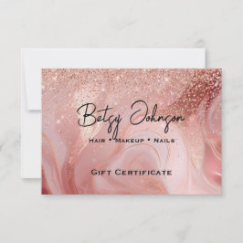 Convite Elegant Rose Gold Glitter Gift Certificate Card