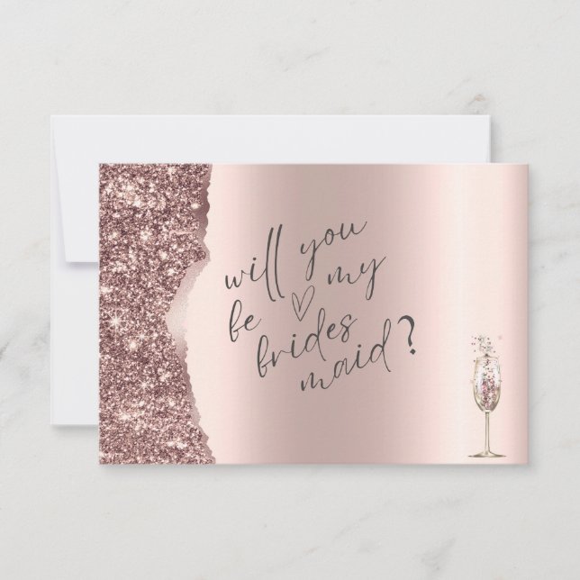 Convite Elegant Rose Gold Glitter Script  (Frente)