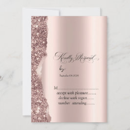 Convite Elegant Rose Gold Glitter Script