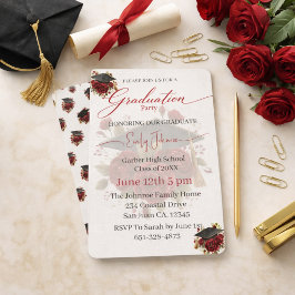 Convite Elegant Rose Graduation Invitation Template