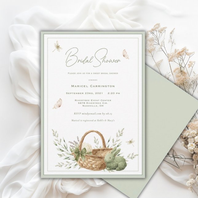 Convite Elegant Rustic Basket Greenery Bridal Shower (Criador carregado)