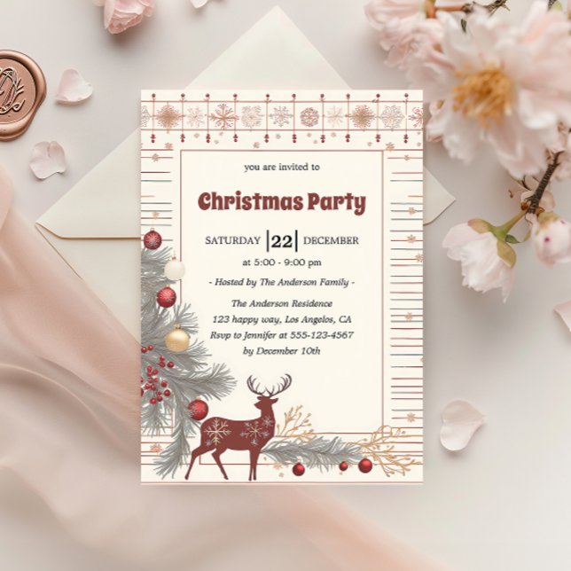 Convite Elegant Rustic Reindeer Christmas Party            (Criador carregado)
