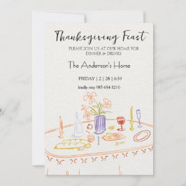 Convite Elegant Rustic Thanksgiving Dinner