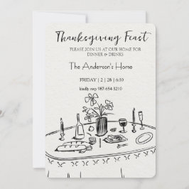 Convite Elegant Rustic Thanksgiving Dinner