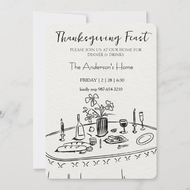Convite Elegant Rustic Thanksgiving Dinner (Frente)