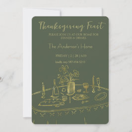 Convite Elegant Rustic Thanksgiving Dinner