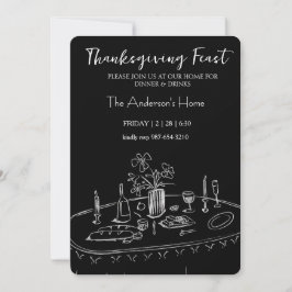 Convite Elegant Rustic Thanksgiving Dinner