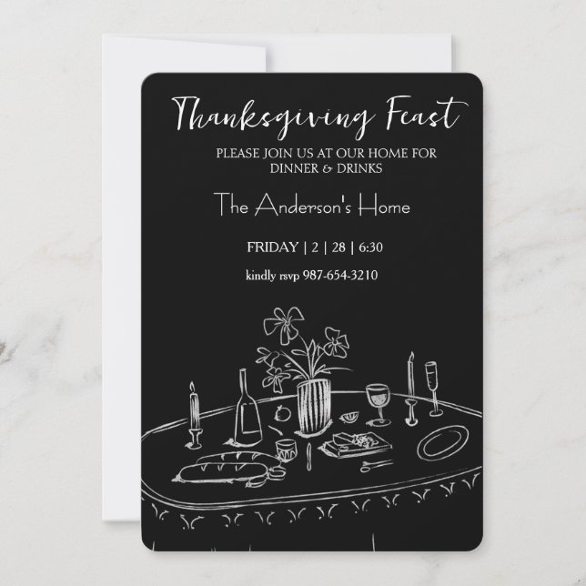 Convite Elegant Rustic Thanksgiving Dinner (Frente)