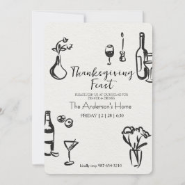 Convite Elegant Rustic Thanksgiving Dinner