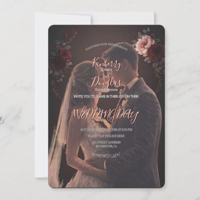 Convite Elegant Rustic Wedding Day Romantic Invitation (Frente)