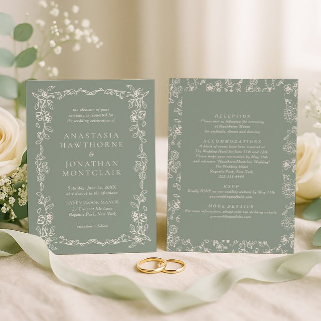 Convite Elegant Sage Green All in One Wedding (Criador carregado)