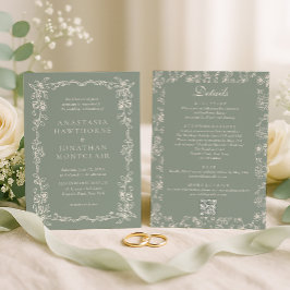 Convite Elegant Sage Green All in One Wedding