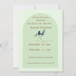 Convite Elegant Sage Green Arch Bridal Shower Invitation -