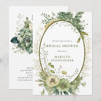 Convite Elegant Sage Green Botanical Bridal Shower |