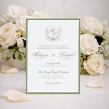 Elegant Sage Green Botanical Crest Wedding