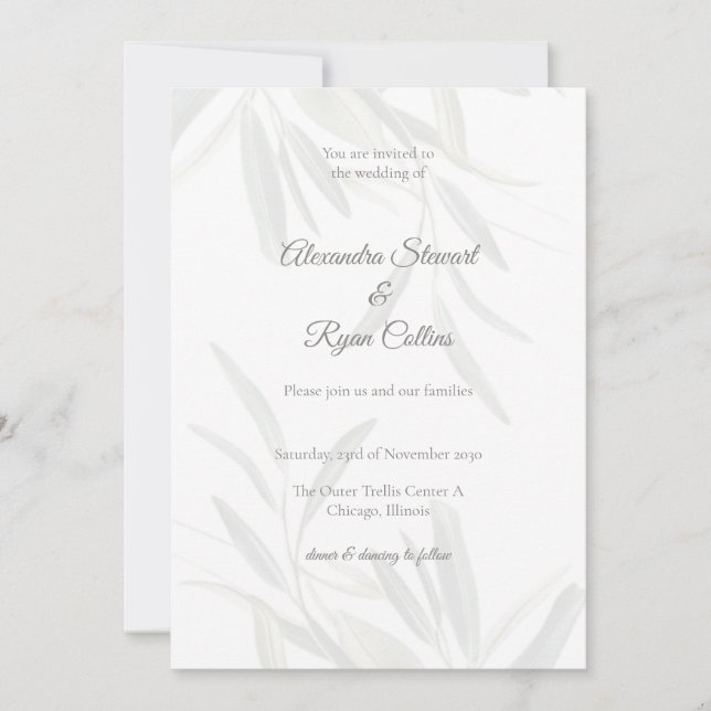 Convite Elegant Sage Green Botanical Wedding Invitation  (Frente)