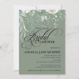 Convite Elegant Sage Green Bridal Shower Invitation