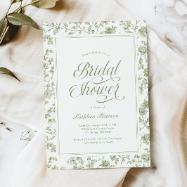 Convite Elegant Sage Green Chinoiserie Bridal Shower