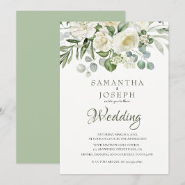 Convite Elegant Sage Green Floral Garden Outdoor Wedding 