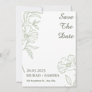Convite Elegant Sage Green Floral Save the Date Card