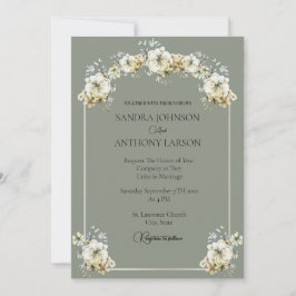 Convite Elegant Sage Green Floral Wedding Invitation