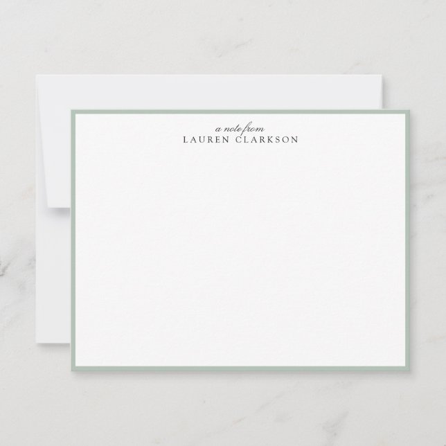 Convite Elegant Sage Green Frame Personalized Note Card (Frente)