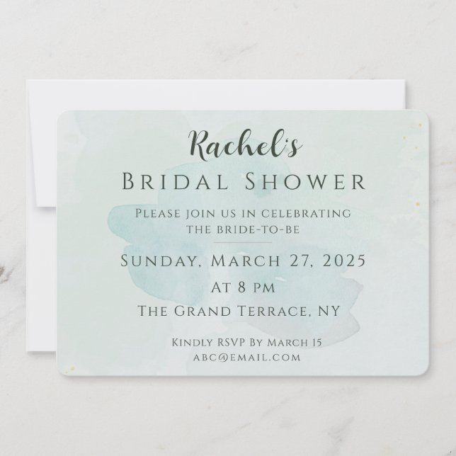 Convite Elegant Sage Green Gold Bridal Shower Invitation (Frente)