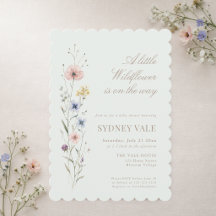 Elegant Sage Green Little Wildflower Baby Shower