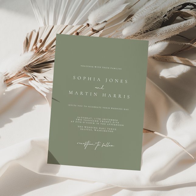 Convite Elegant Sage Green Minimalist Wedding Invitation (Criador carregado)