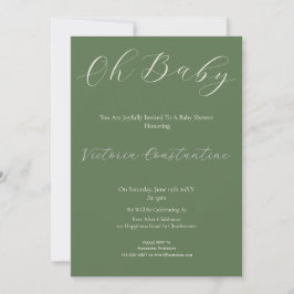 Convite Elegant Sage Green Oh Baby Shower Invitation