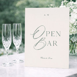 Convite Elegant Sage Green Open Bar Sign