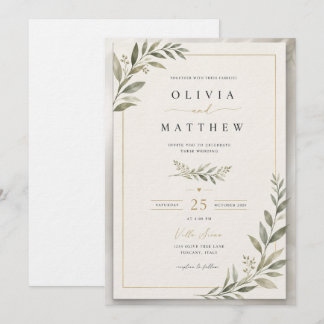 Convite Elegant Sage Green Wedding Invitation | Minimalist