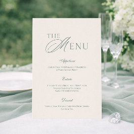 Convite Elegant Sage Green Wedding Menu Card 