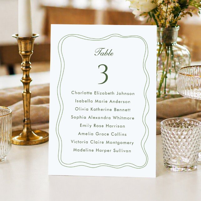 Convite Elegant Sage Green Wedding Seating List (Criador carregado)