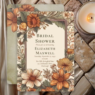 Convite Elegant Sage Terracotta Floral Bridal Shower