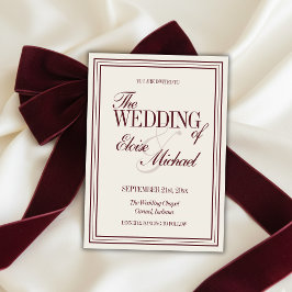 Convite Elegant Script Burgundy Red Formal Wedding 