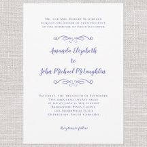 Elegant Script Clássico Casamento Azul Violeta